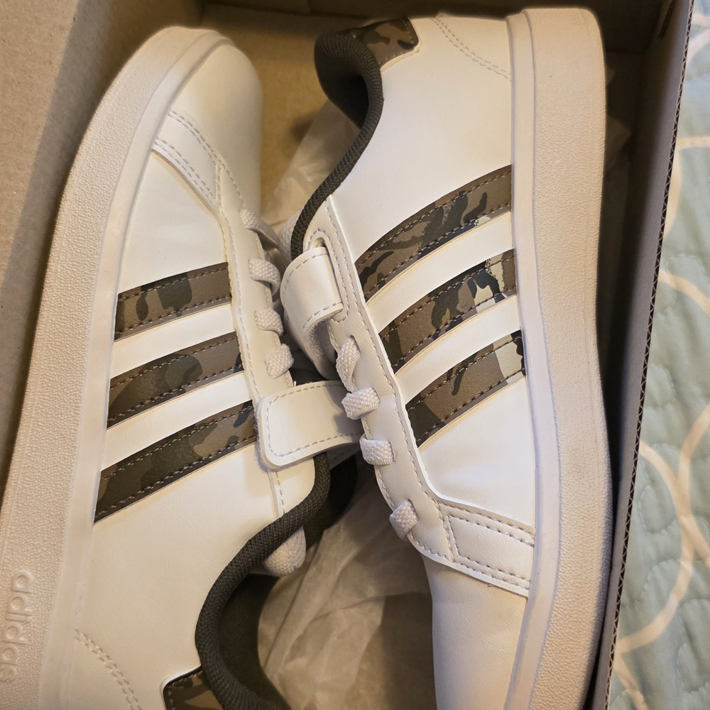 adidas Kids White and Camouflage Sneakers